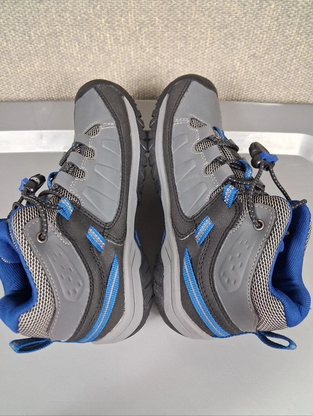 KEEN Targhee Mid Waterproof Boots Kids Size 2 Steel Grey Baleine Blue Hiking